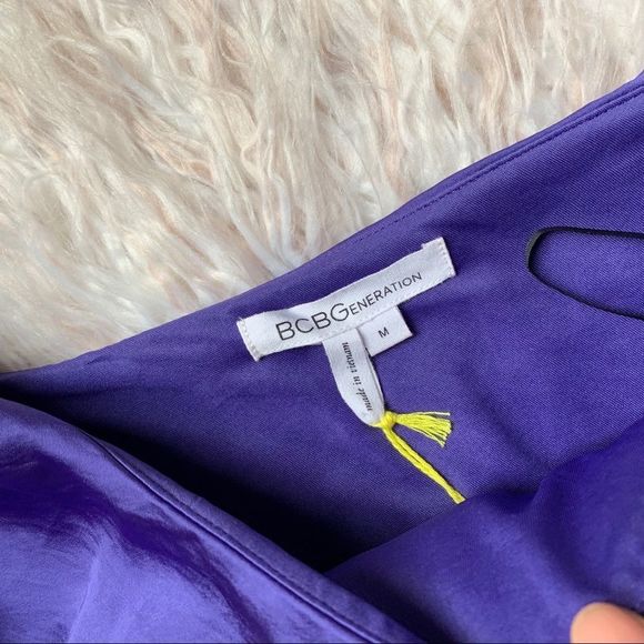 BCBGeneration Shoulder Ruffle Purple Dress - Picture 3 of 5